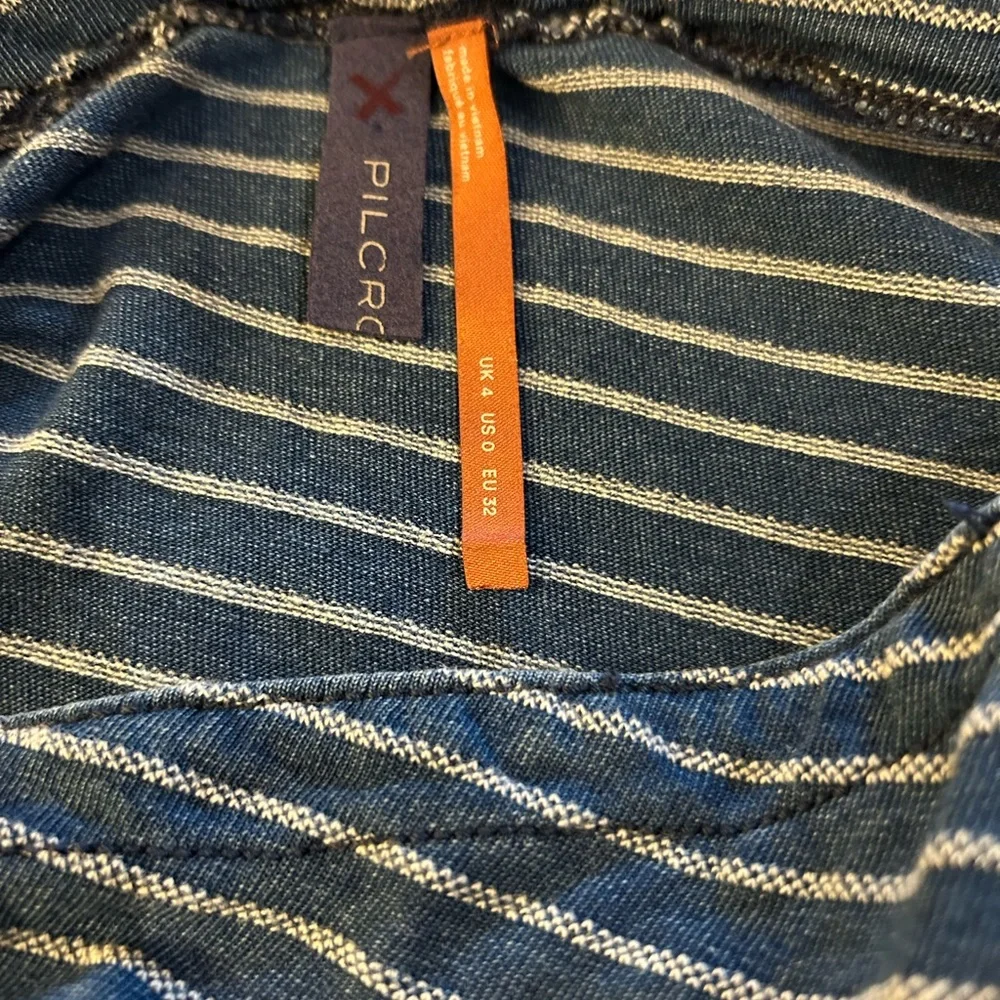 PILCRO ANTHROPOLOGIE Striped Knit Ruched Midi‎ Skirt 0